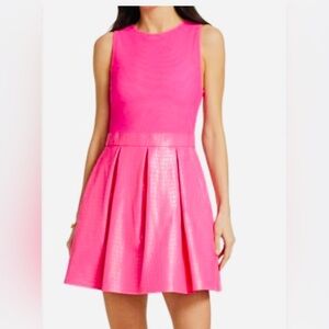 Alice + Olivia Wild pink croc-embossed party dress